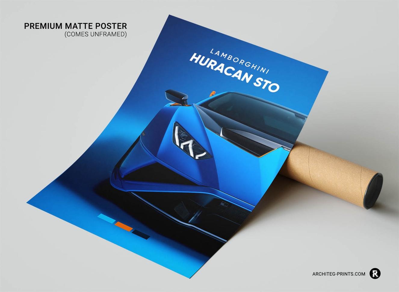 Lamborghini Huracan STO blue - Sport Car Poster Print | Architeg